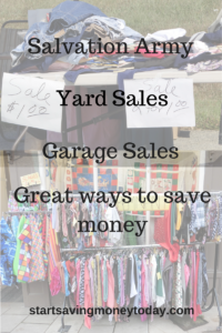 yard sales salvation army are a good place to buy used clothes